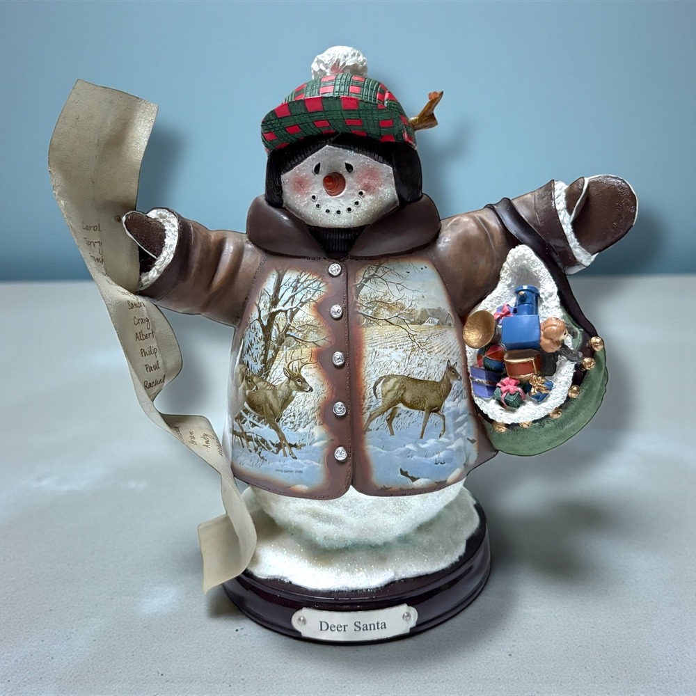 Bradford Editions 2005 Deer Santa Snowman Figurine Sixth Issue Deer FriendsA2652